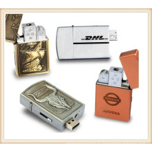Золотой Серебряный Зажигалка USB флэш-накопитель для человека (EM030)